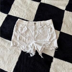 White Distressed Denim Shorts express jeans